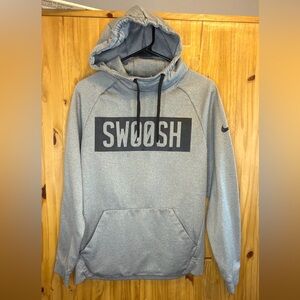 Nike Light Gray SWOOSH Pullover Hoodie with Black Print